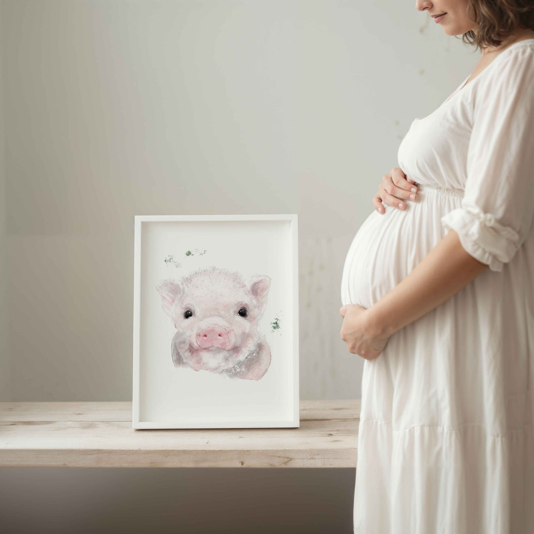 Illustration - farm animals - Augustin, the little pink pig