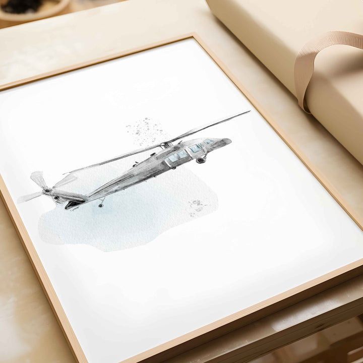 Set of Black Hawk Helicopters Posters - Black and White