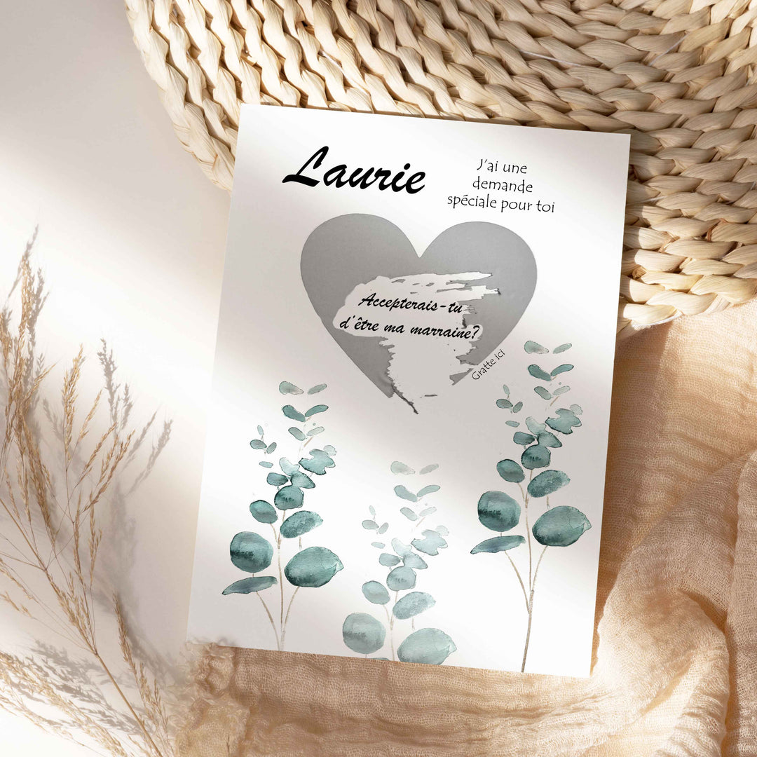 Carte à gratter personnalisable - Accepterais-tu d'être ma marraine?