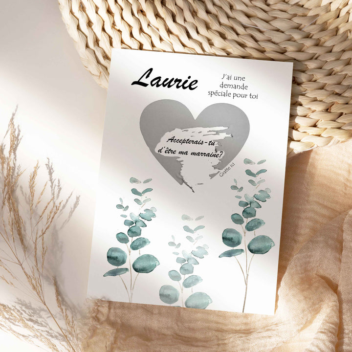 Carte à gratter personnalisable - Accepterais-tu d'être ma marraine?
