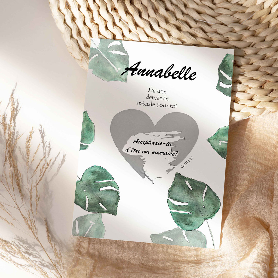 Carte à gratter personnalisable - Accepterais-tu d'être ma marraine?