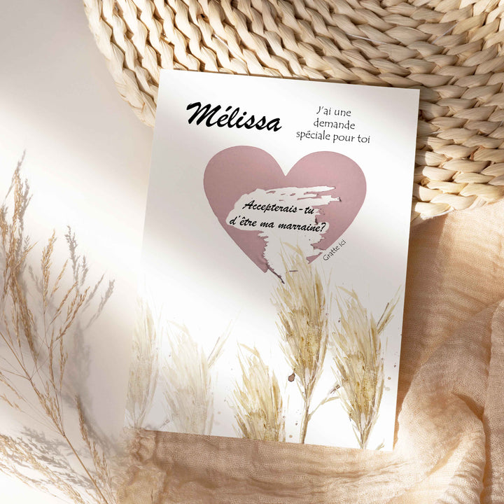 Carte à gratter personnalisable - Accepterais-tu d'être ma marraine?