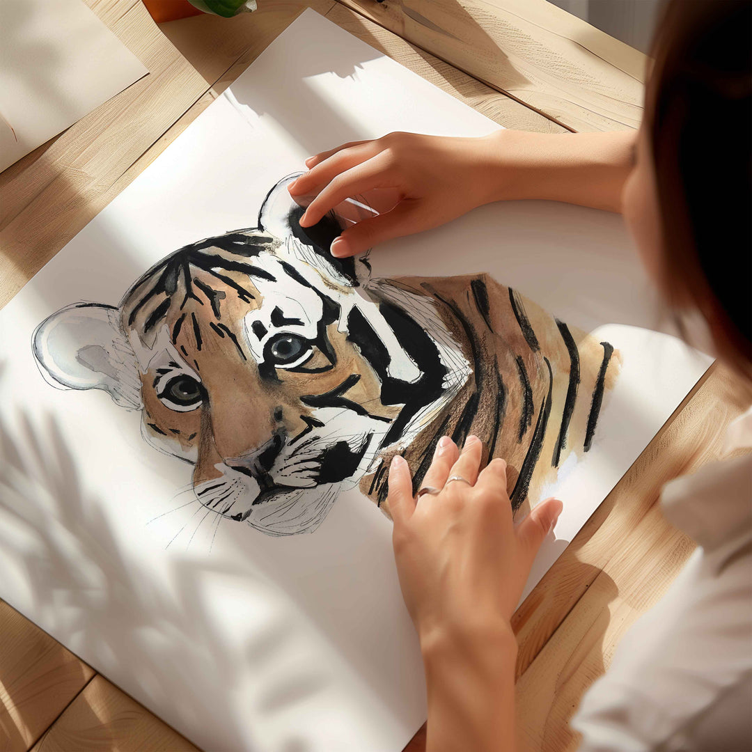 Illustration - Animals of the savannah - baby tiger