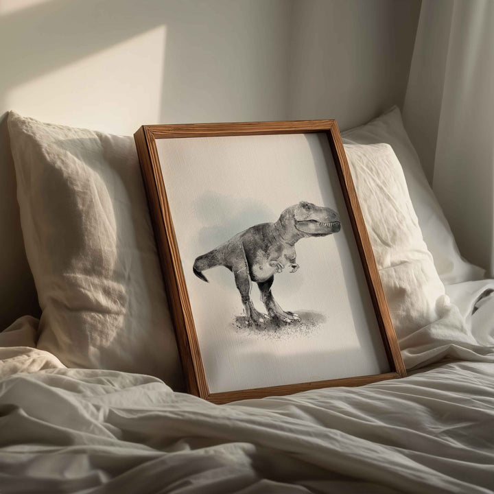 Set of black-and-white dinosaur illustrations