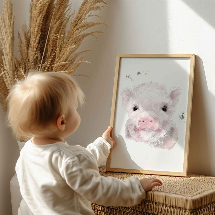 Illustration - farm animals - Augustin, the little pink pig