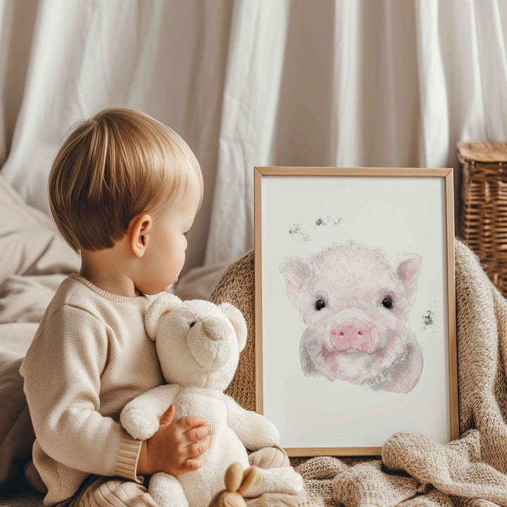 Illustration - farm animals - Augustin, the little pink pig