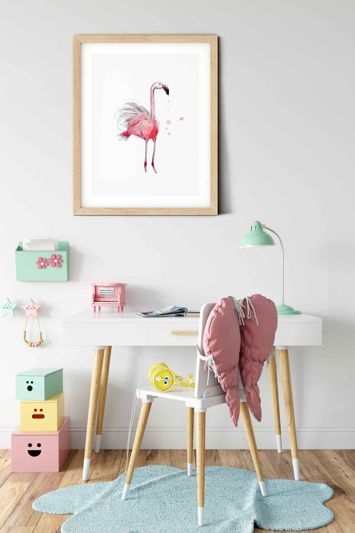 Bureau d'enfant flamant rose