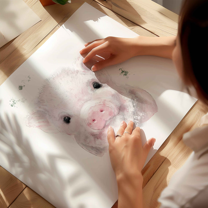 Illustration - farm animals - Augustin, the little pink pig