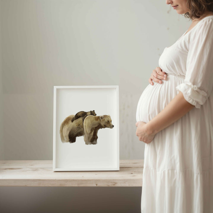 Affiche murale - Maman grizzly et son bébé