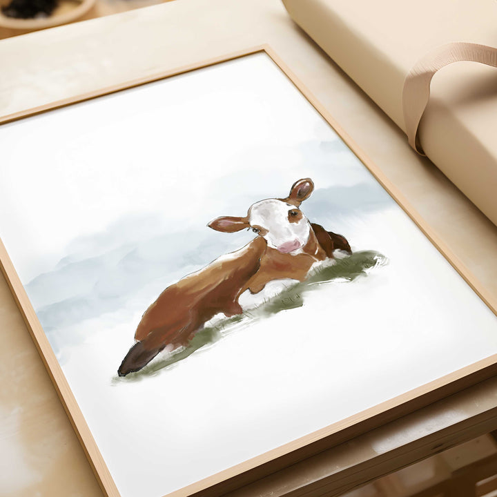Illustration - Animaux de la ferme - Bébé vache Hereford