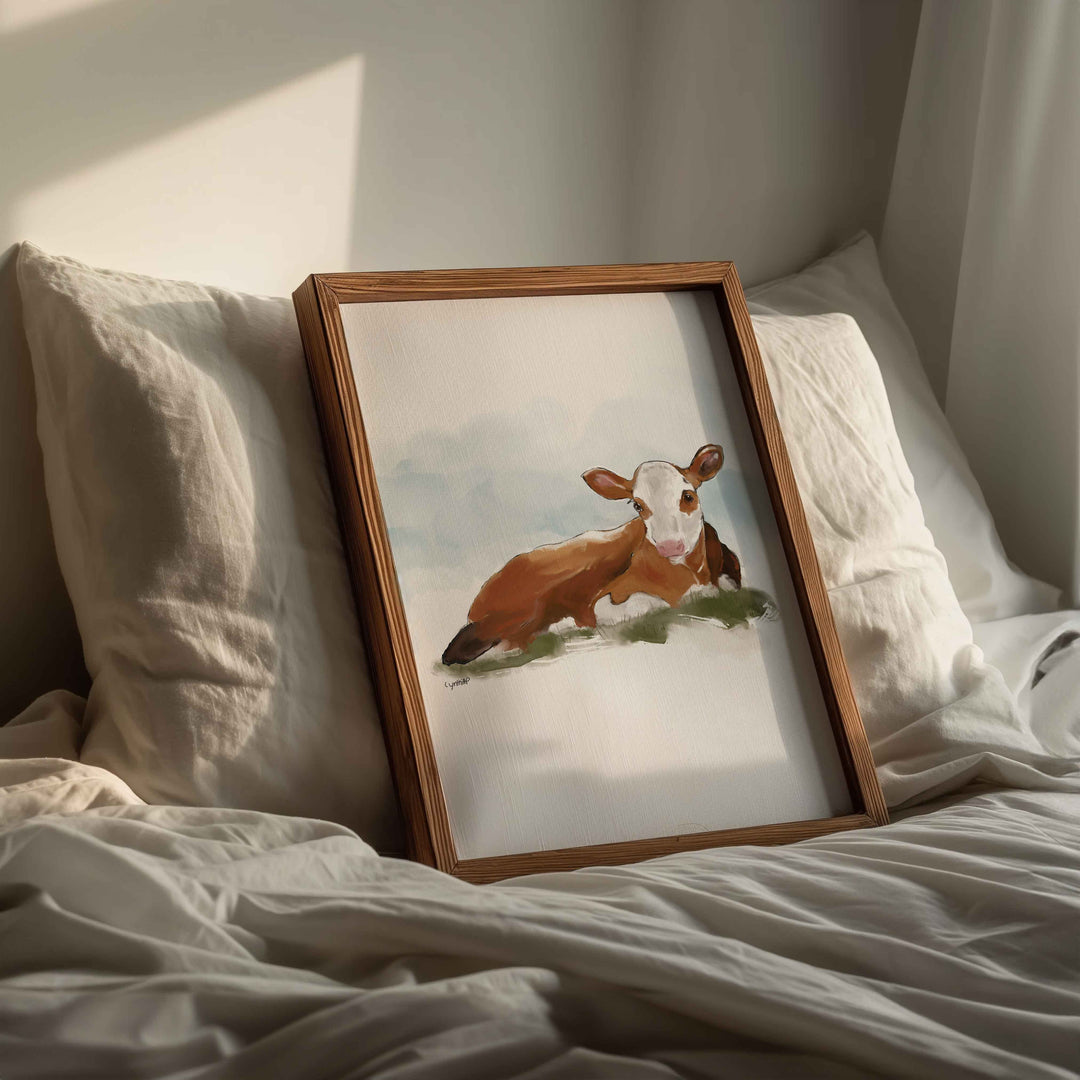 Illustration - Animaux de la ferme - Bébé vache Hereford