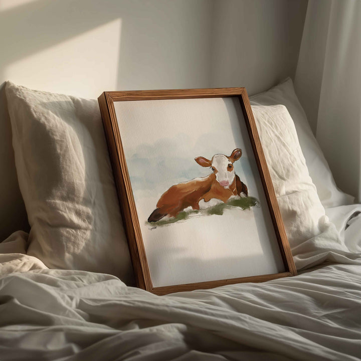 Illustration - Animaux de la ferme - Bébé vache Hereford