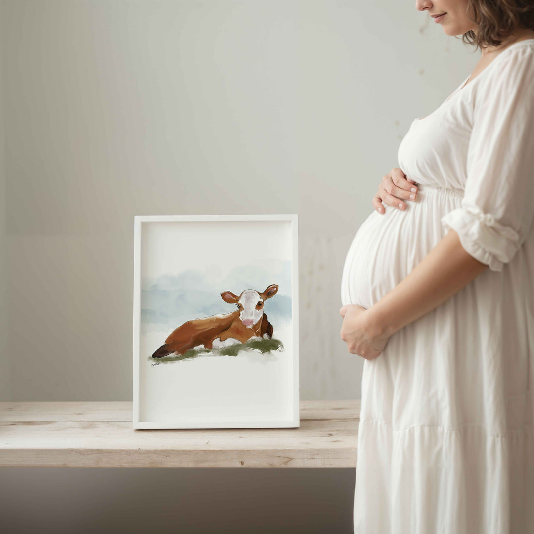 Illustration - Animaux de la ferme - Bébé vache Hereford