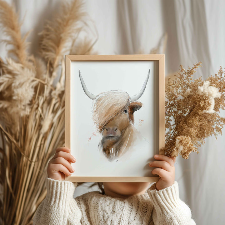 Illustration - animaux de la ferme - Caramel,  la vache highland