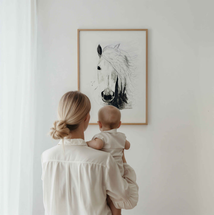 Illustration - Farm animals - white horse