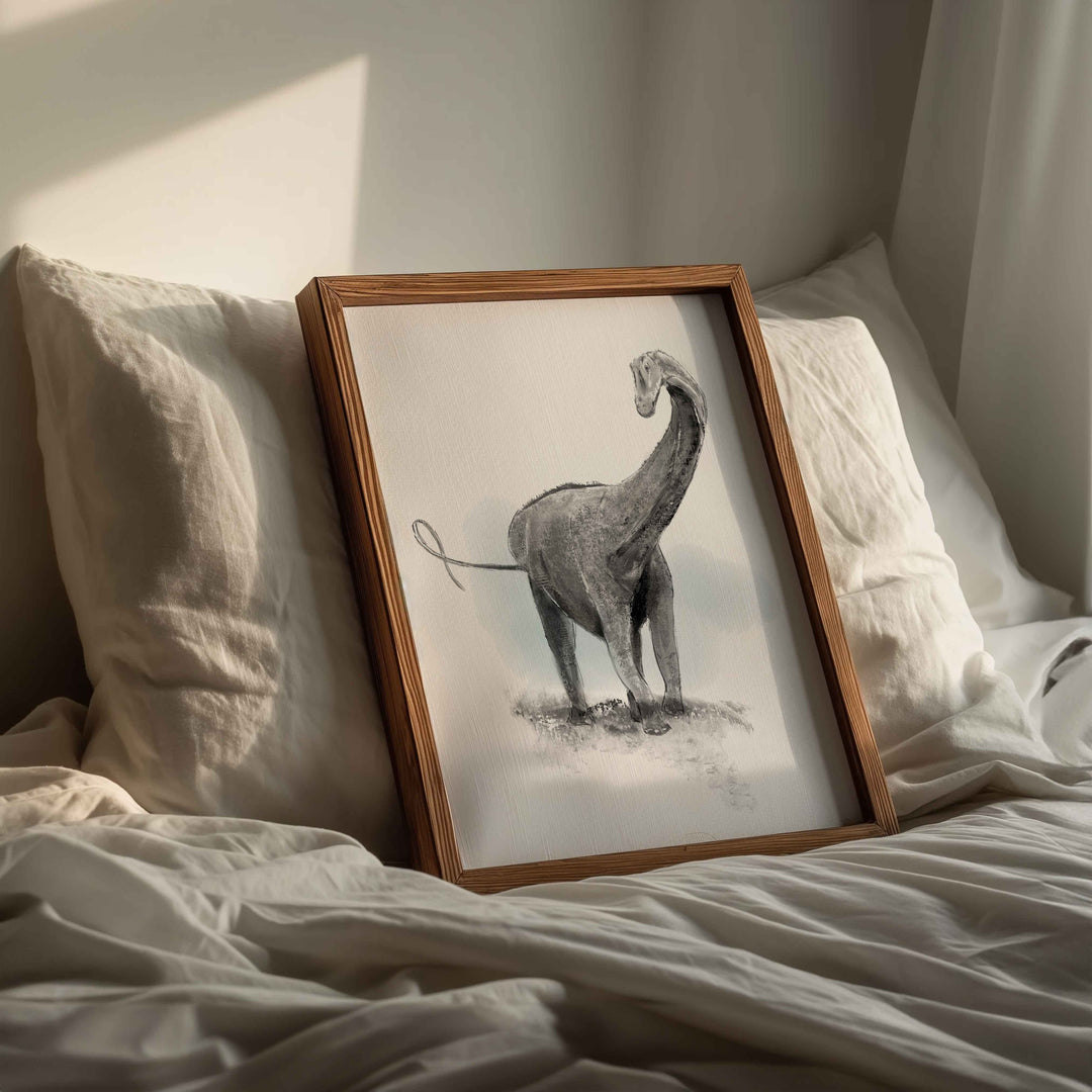 Illustration - Dinosaur - Black and white Diplodocus