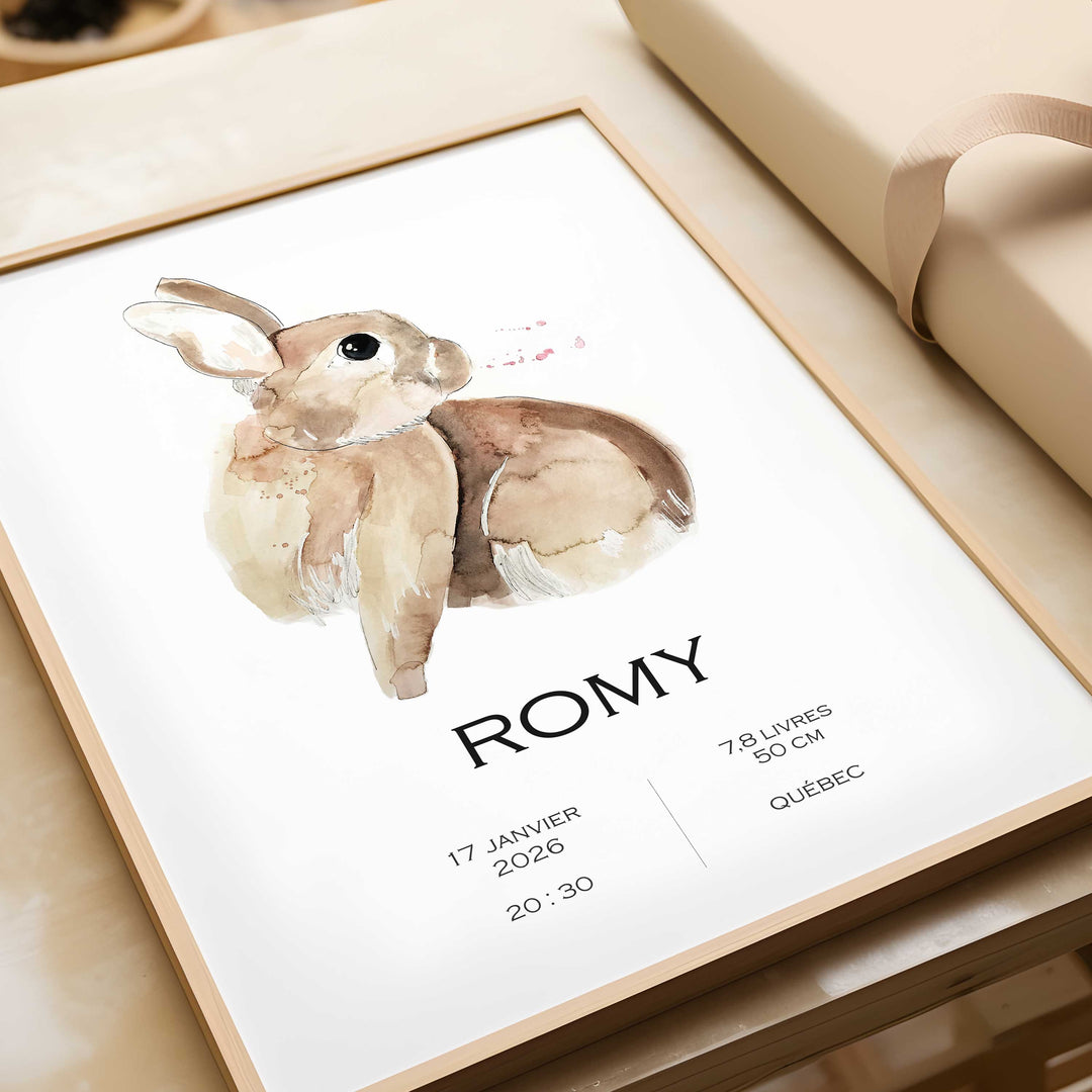 Affiche de naissance - lapine