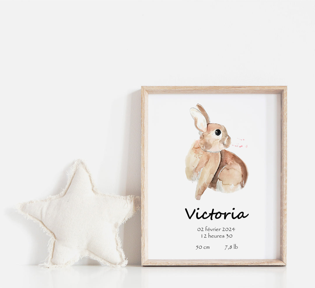 Birth poster - Marguerite, little rabbit