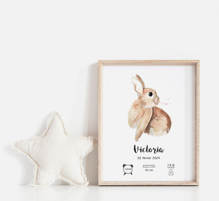 Affiche de naissance - Marguerite, petite lapine