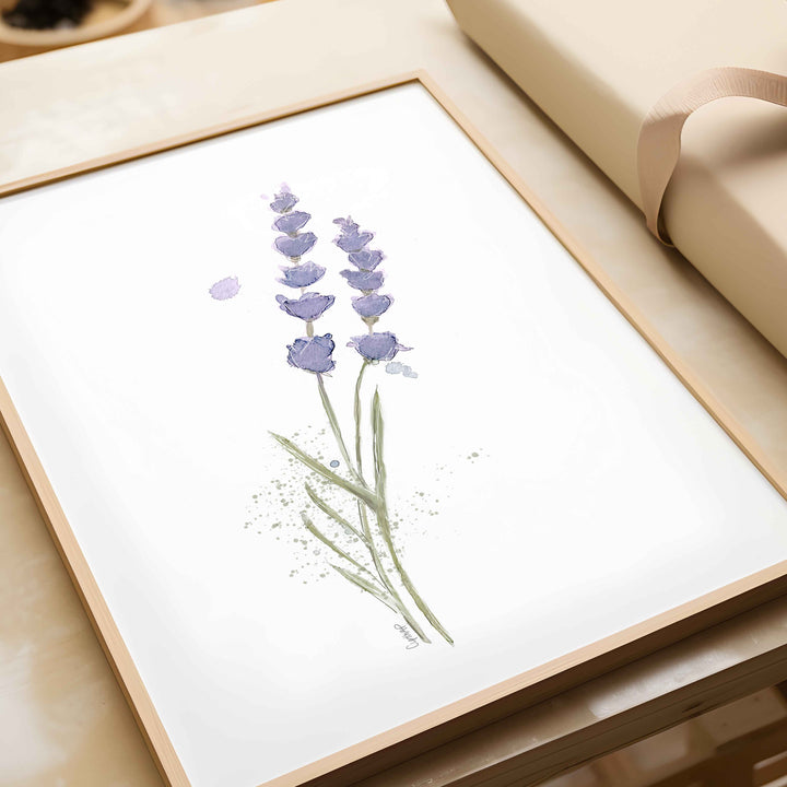 Watercolor Print – Lavender Branch Duo