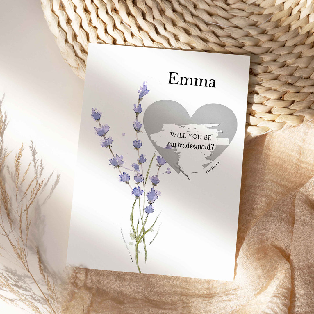 Scratch-off card - Will you be my bridesmaid? Delicate lavender