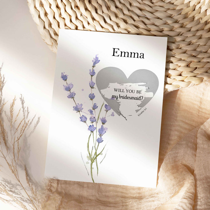 Scratch-off card - Will you be my bridesmaid? Delicate lavender