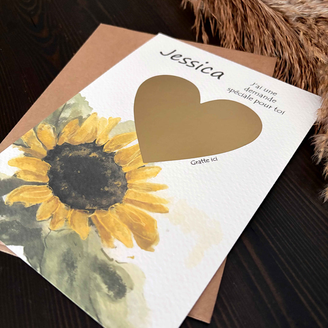 Customizable Scratch Card - Will you be my bridesmaid? Sunflower design