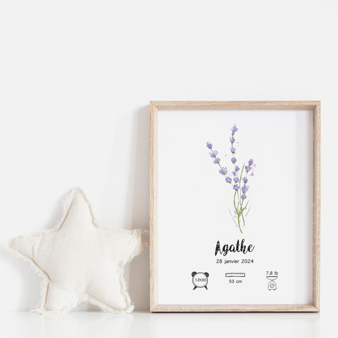 Birth poster - Lavender