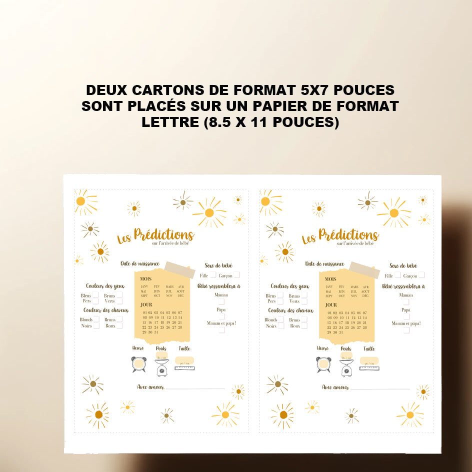 Duo : Cartons les prédictions et souhaits de bébé minis soleils (version numérique seulement)