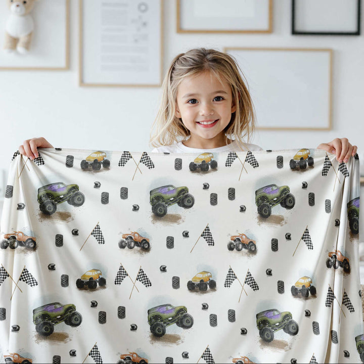 Blanket - Monster Trucks - minky-polyester 