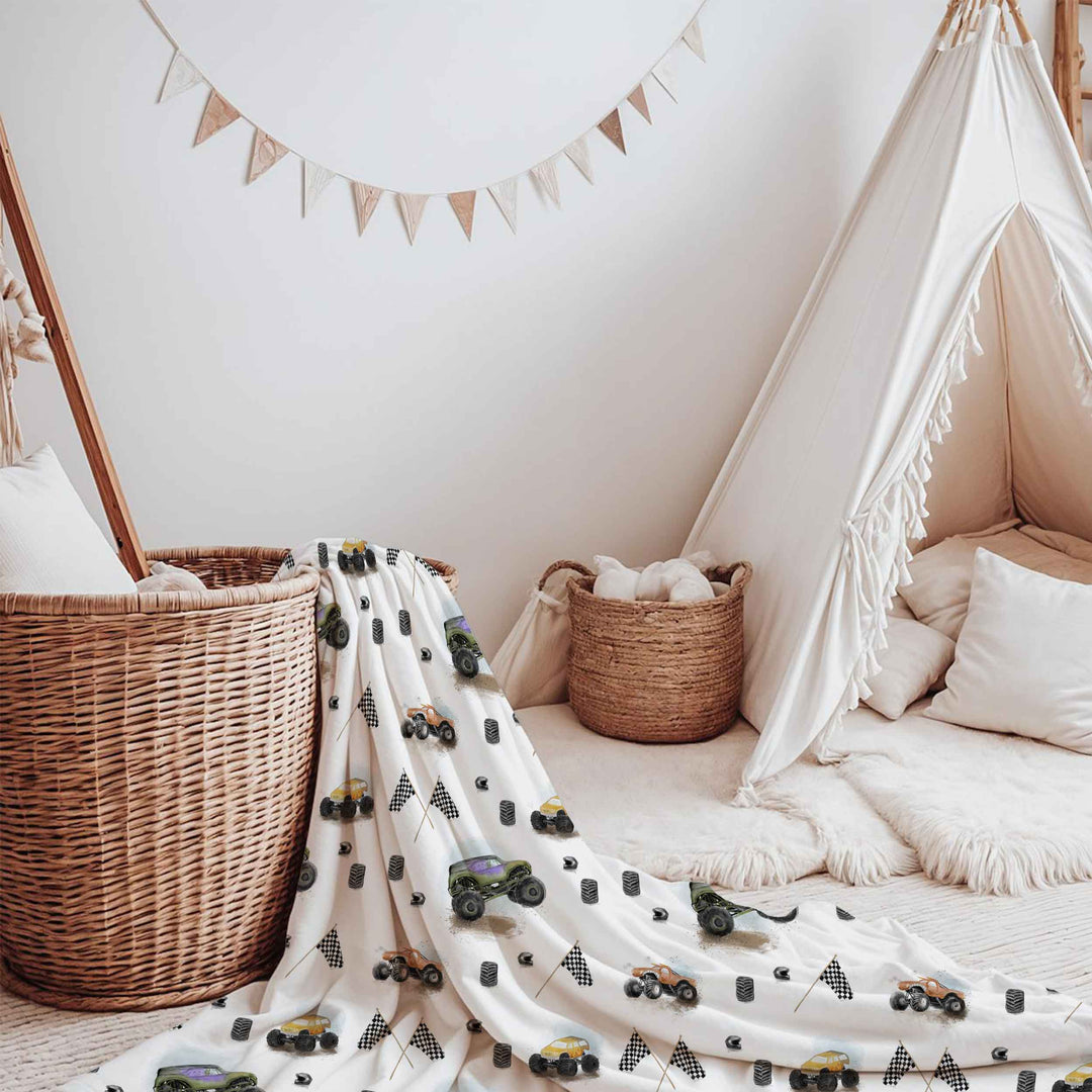 Blanket - Monster Trucks - minky-polyester 