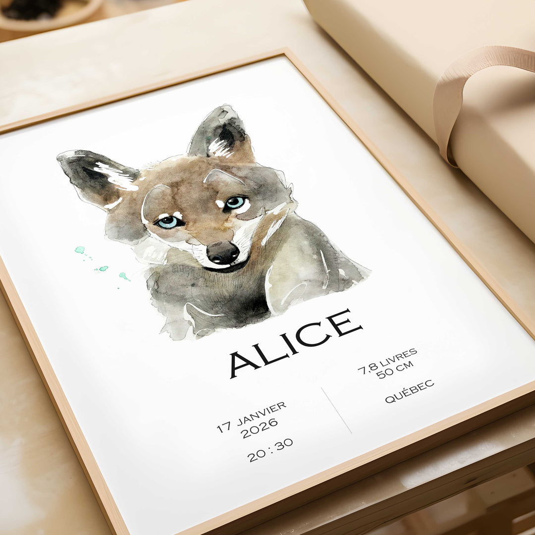 Birth announcement poster - she -wolf