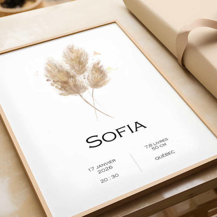 Affiche de naissance - Trio pampas