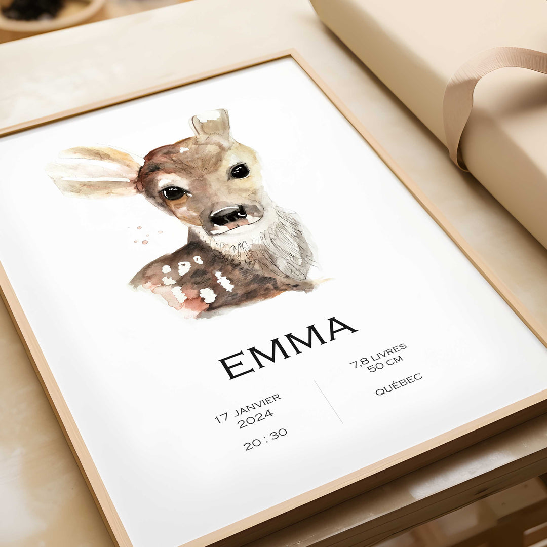 Affiche de naissance - biche