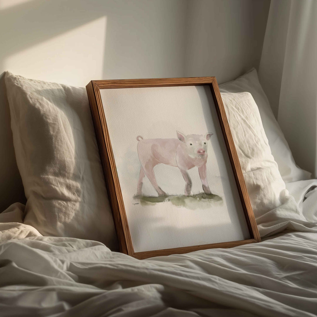 Illustration - Farm animals - pink pig