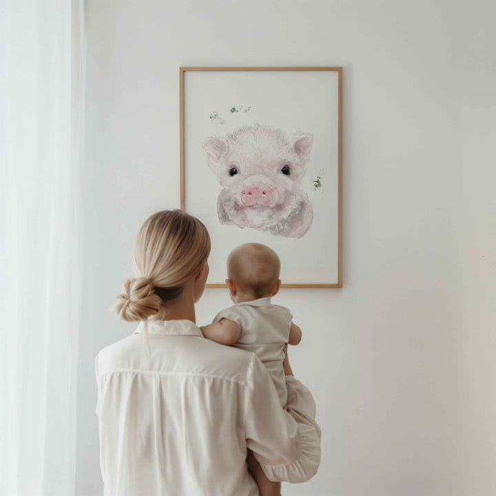 Illustration - farm animals - Augustin, the little pink pig