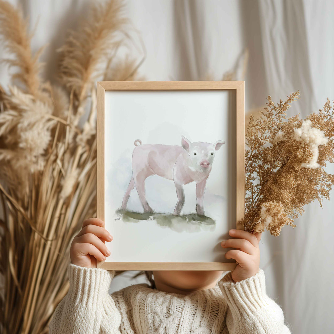 Illustration - Farm animals - pink pig