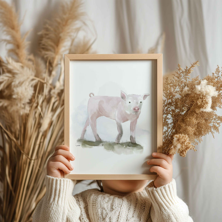 Illustration - Farm animals - pink pig