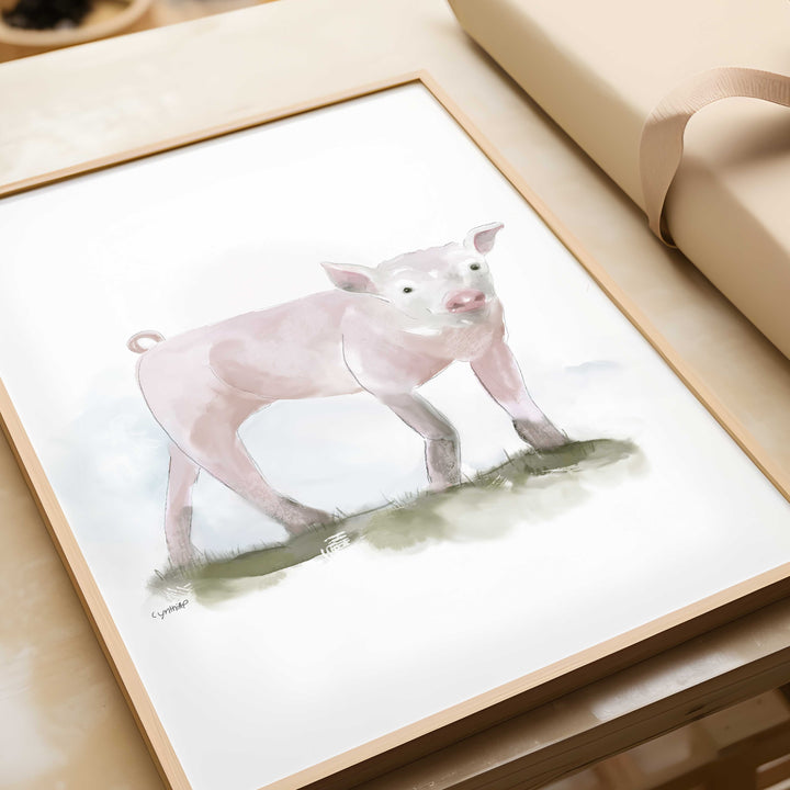 Illustration - Farm animals - pink pig