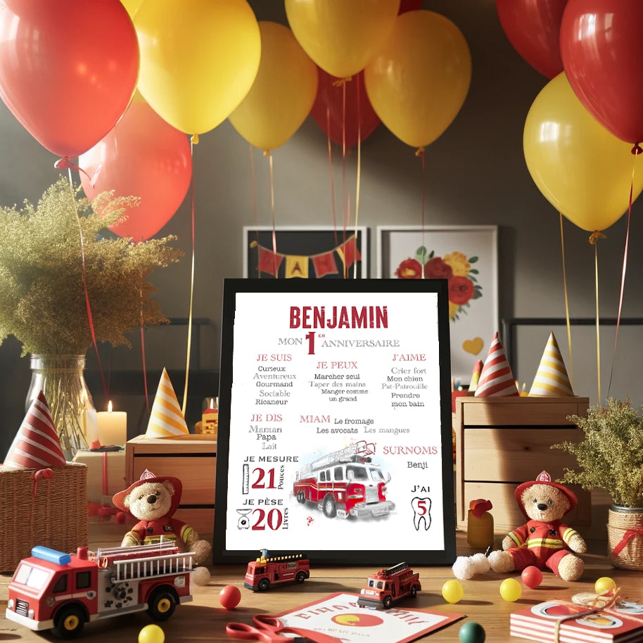 Birthday poster - Fire truck