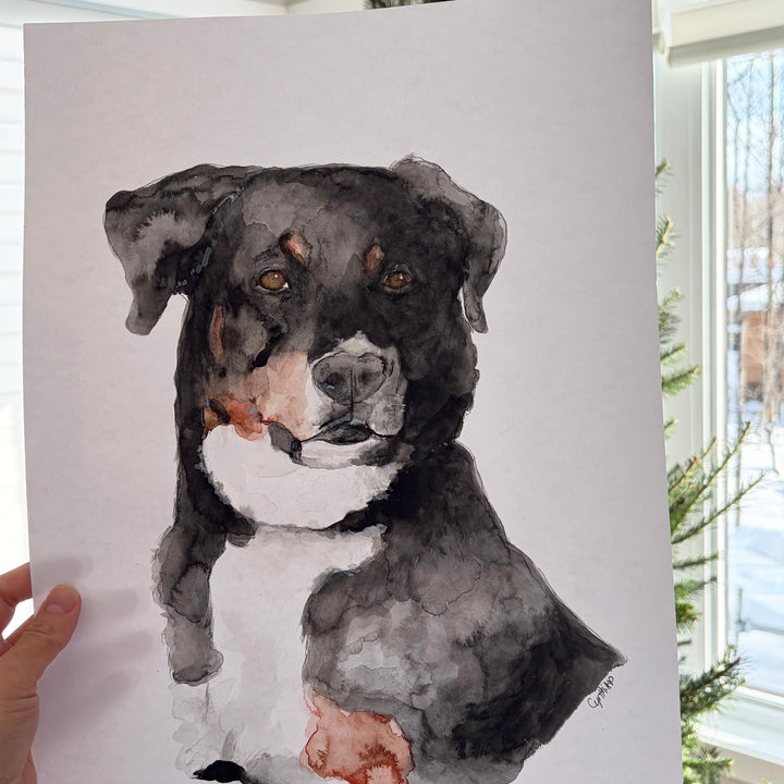 Portrait d'animal de compagnie 12x16 pouces – aquarelle