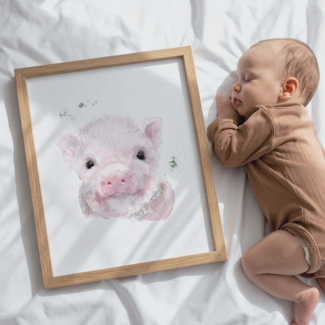 Illustration - farm animals - Augustin, the little pink pig