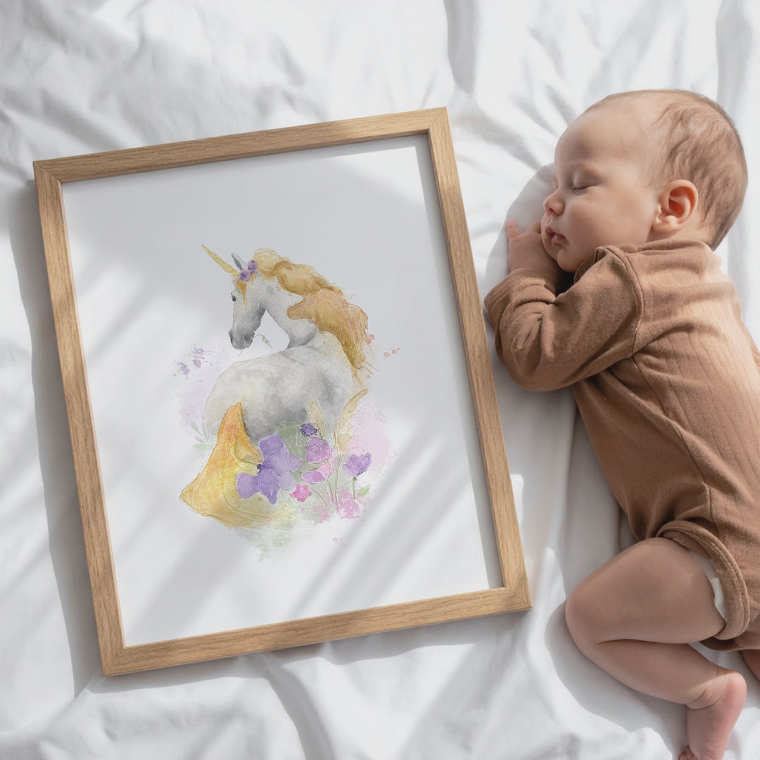 Illustration - Unicorn and flowers