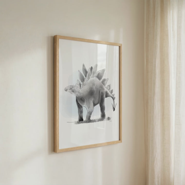 Illustration - Dinosaure -Stégosaure noir et blanc