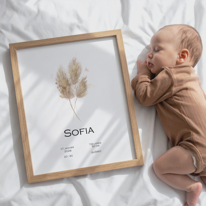 Affiche de naissance - Trio pampas