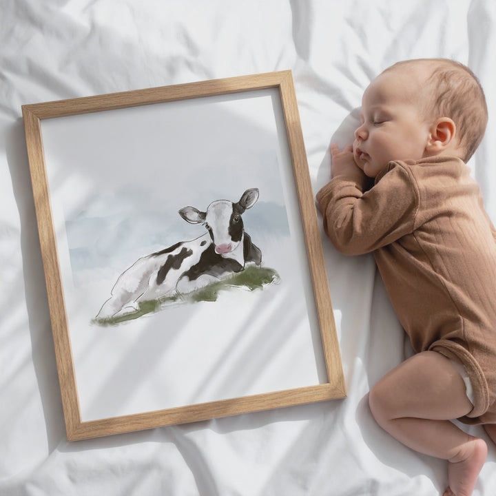 Illustration - Farm Animals - baby Holstein cow