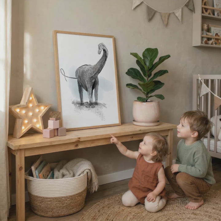 Illustration - Dinosaur - Black and white Diplodocus