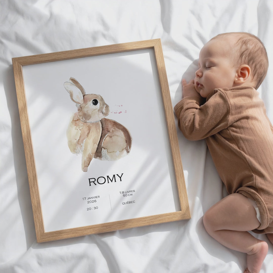 Affiche de naissance - lapine