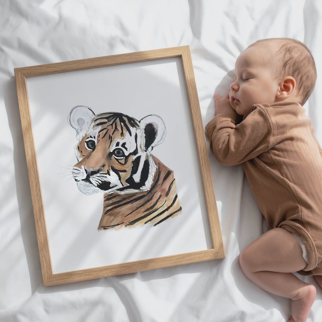 Illustration - Animals of the savannah - baby tiger