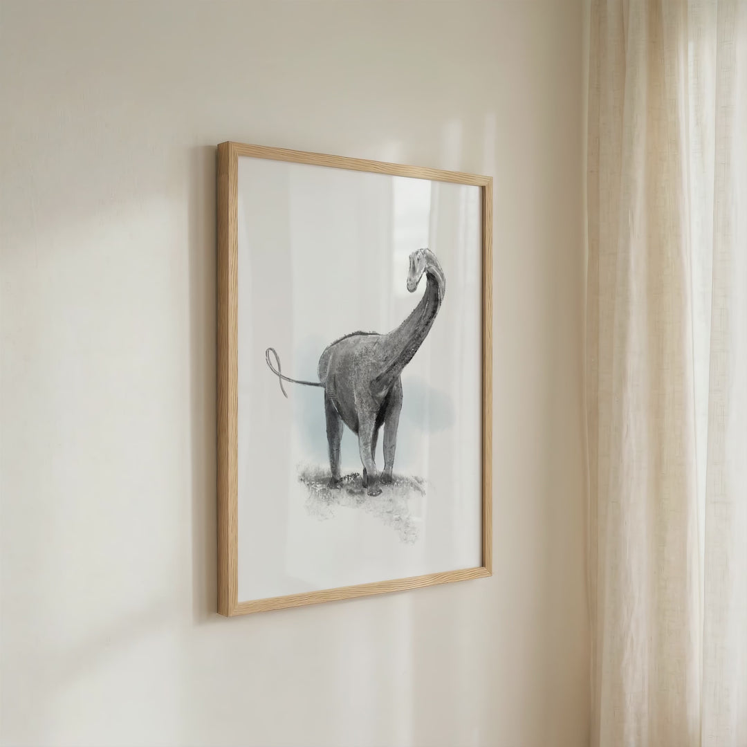 Illustration - Dinosaur - Black and white Diplodocus